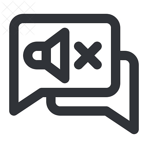 Chat, communication, conversation, message, mute icon.