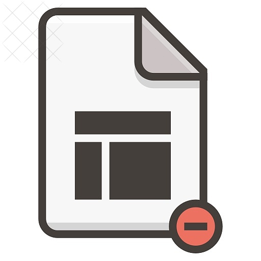 Document, file, columns, layout, remove icon.