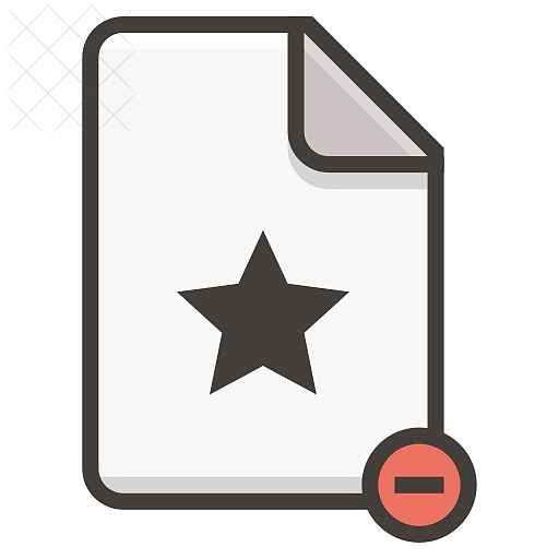 Document, favorite, file, remove, star icon.