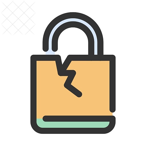 Breach, gdpr, lock, safety icon.