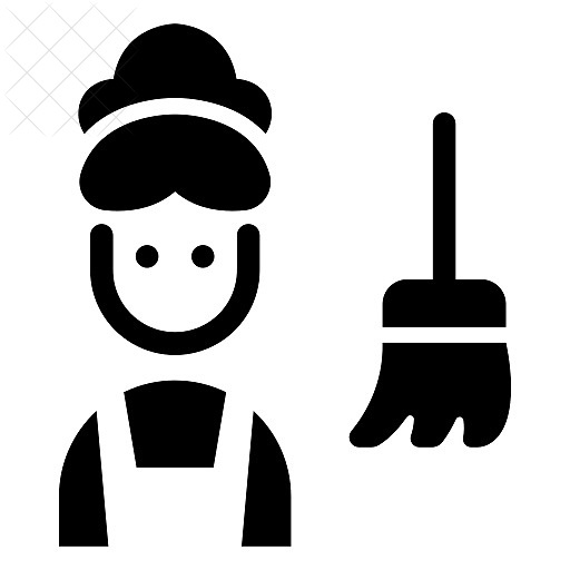 Avatar, broom, cleaner, maid, service icon.