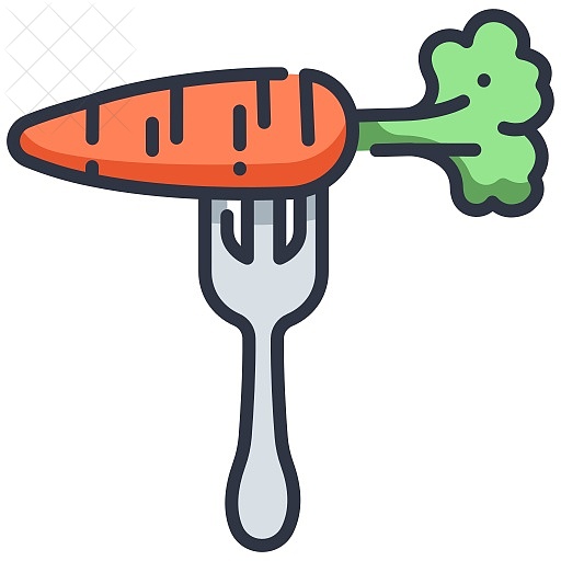 Carrot, diet, food, fork, healthy icon.