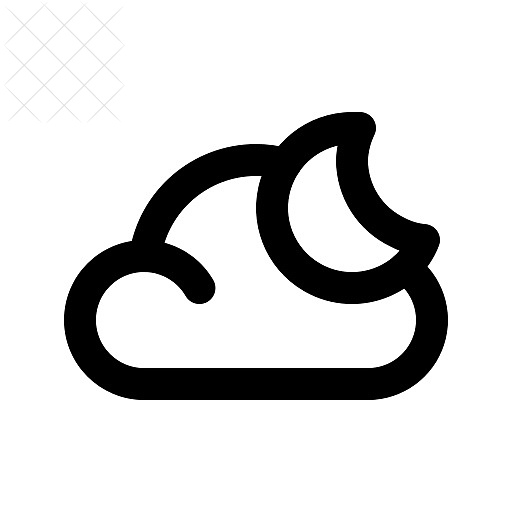 Cloudy, night, weather icon.