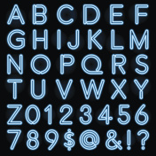 蓝色霓虹风格字母字母表图片素材