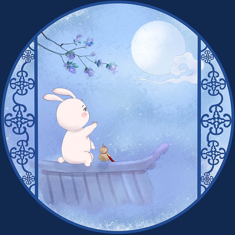 兔兔的月亮生活系列-邀月圖片素材