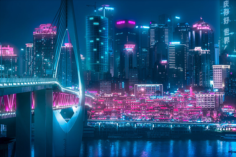 科幻重慶城市高樓建筑圖片素材