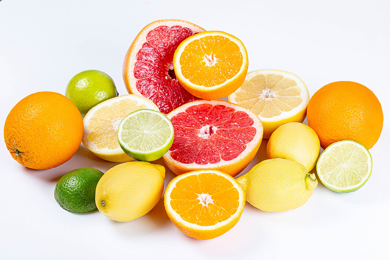 橙子紅心柚桔子檸檬水果圖片素材