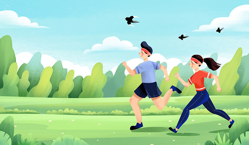 健康減肥瘦身跑步插畫圖片