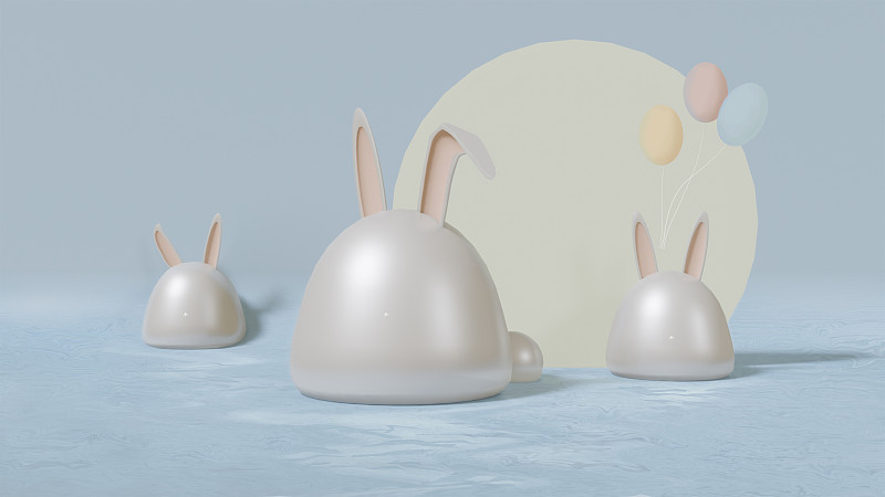 傳統節日卡通3D兔年兔子的家圖片素材