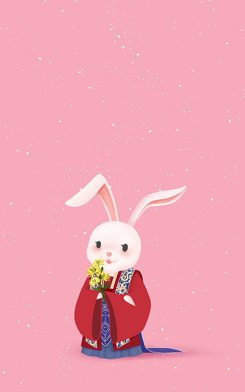 兔年生肖兔卡通形象插畫圖片