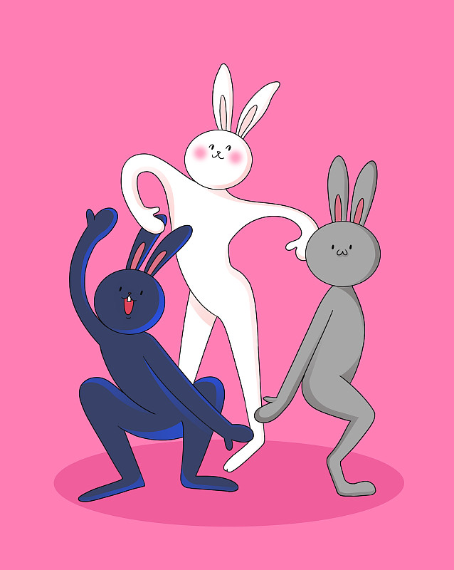 2023年兔年新年新春春節過年過節搞笑兔子創意插畫下載