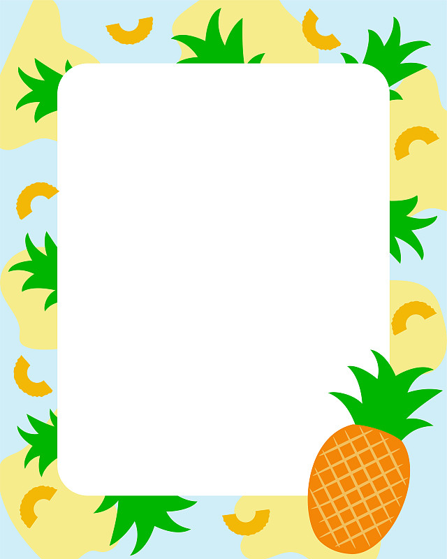 矢量插圖。藍色背景上的菠蘿框插畫圖片