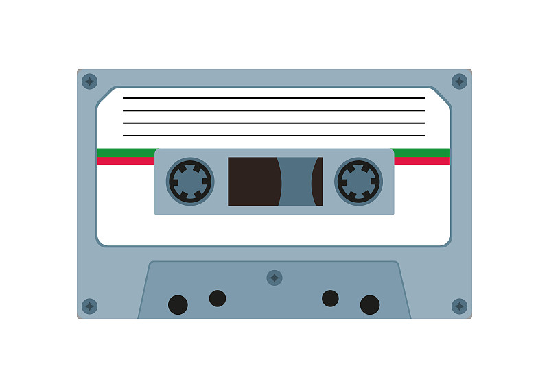 錄音磁帶。音頻卡帶隔離在白色背景。音頻磁帶的矢量插圖插畫圖片
