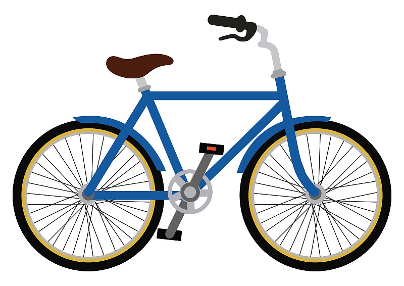 藍色城市自行車矢量插圖。自行車孤立在白色背景插畫圖片