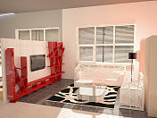 三维效果图的家具陈列室室内设计-客厅图片素材
