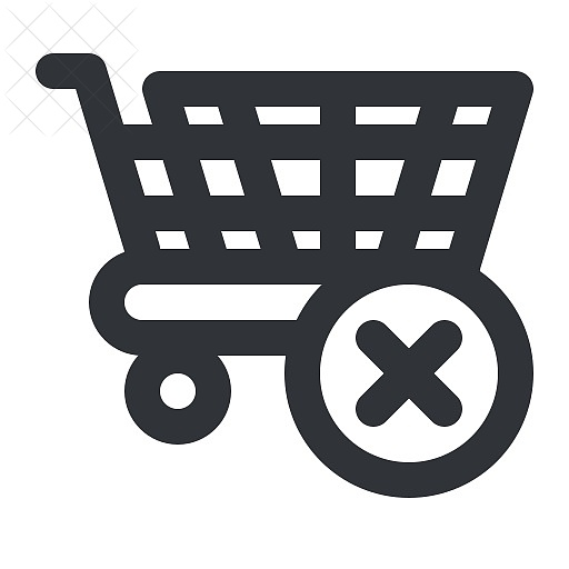 Ecommerce, buy, cart, delete, remove icon.
