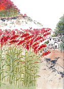中国传统水墨插画二十四节气之秋分图片素材