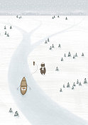 北欧风动物插画二十四节气图冬至图片素材