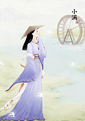 壁纸中国风插画二十四节气小满 文字版图片素材