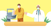 戴口罩医生指导科学洗手步骤插画图片素材