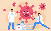 两位医生通过疫苗战胜新冠病毒图片素材
