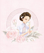国风包装手绘插画——《茶来茶往之玫瑰乌龙》图片素材