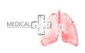 医用十字符号肺医生在线概念。医疗咨询app。Web医疗保健诊断药店网络横幅。交付市场背景低聚向量图片素材