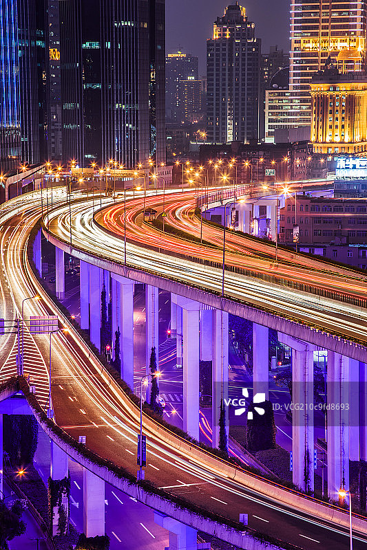 上海延安路高架夜景图片素材