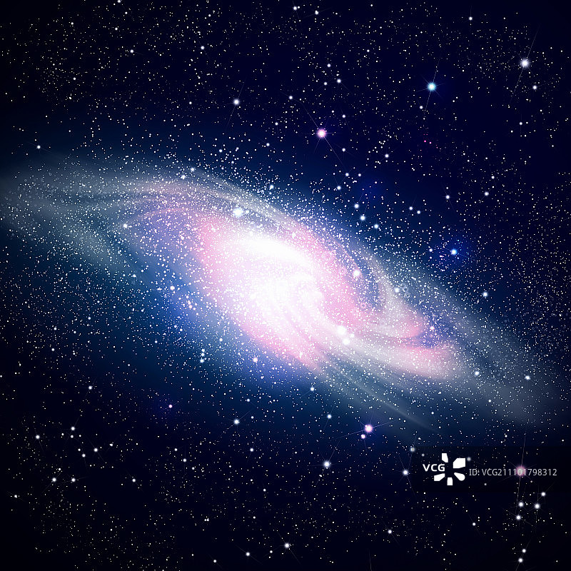 发光的星系对着黑色的空间和恒星图片素材