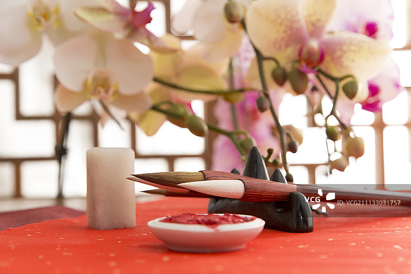 中国传统新年物品及花卉图片素材
