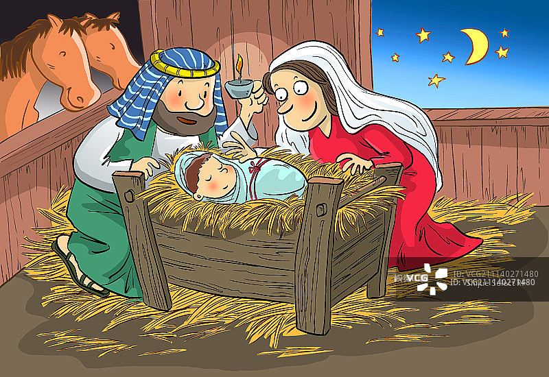 圣经插画系列：耶稣降生图片