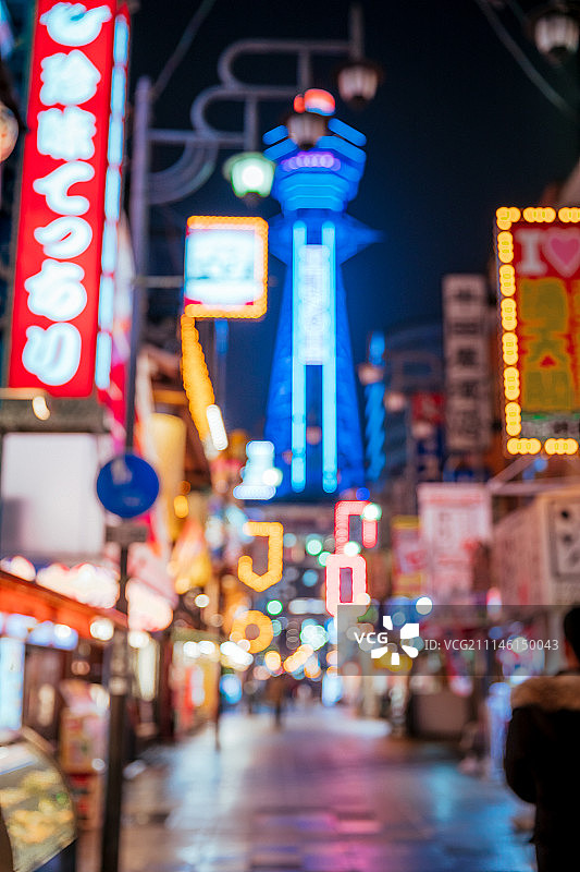 日本大阪街道虚化背景图片素材