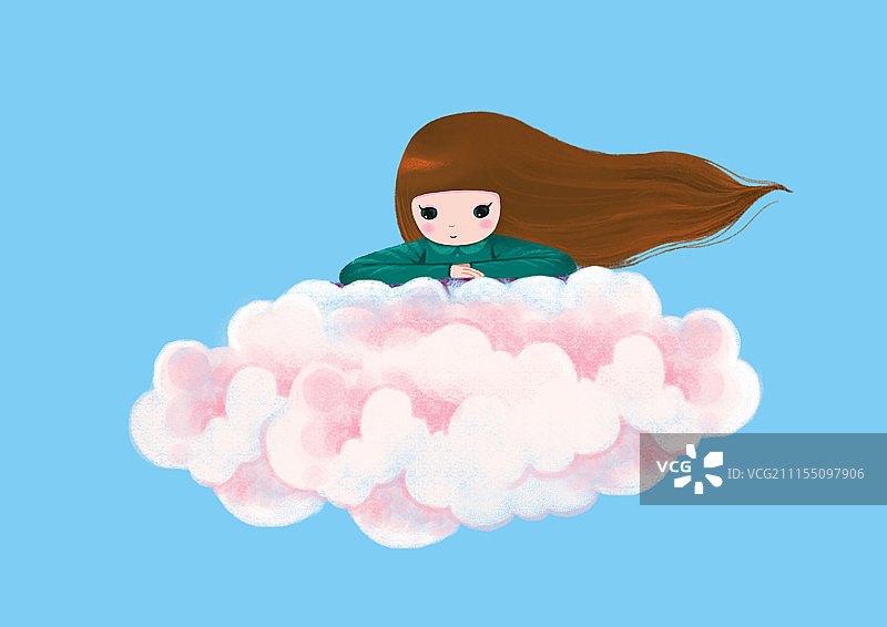 背景分离人物系列组图共3000多幅-云朵上的女孩图片素材