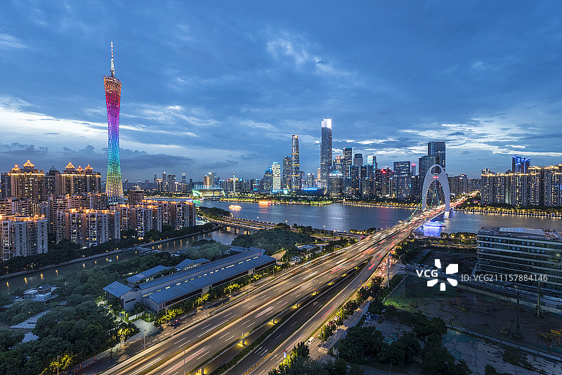 广州塔猎德桥与珠江新城夜景图片素材