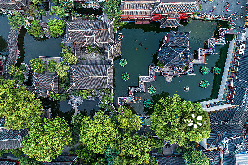 上海豫园航拍图片素材