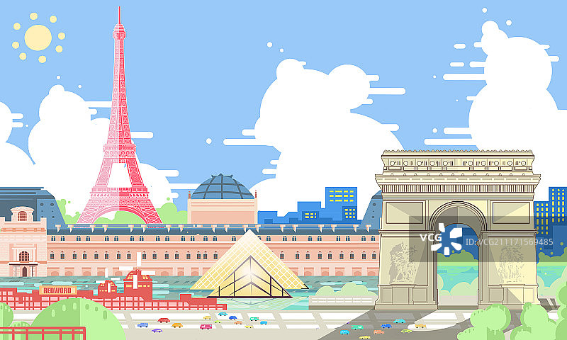 巴黎合成插画图片素材