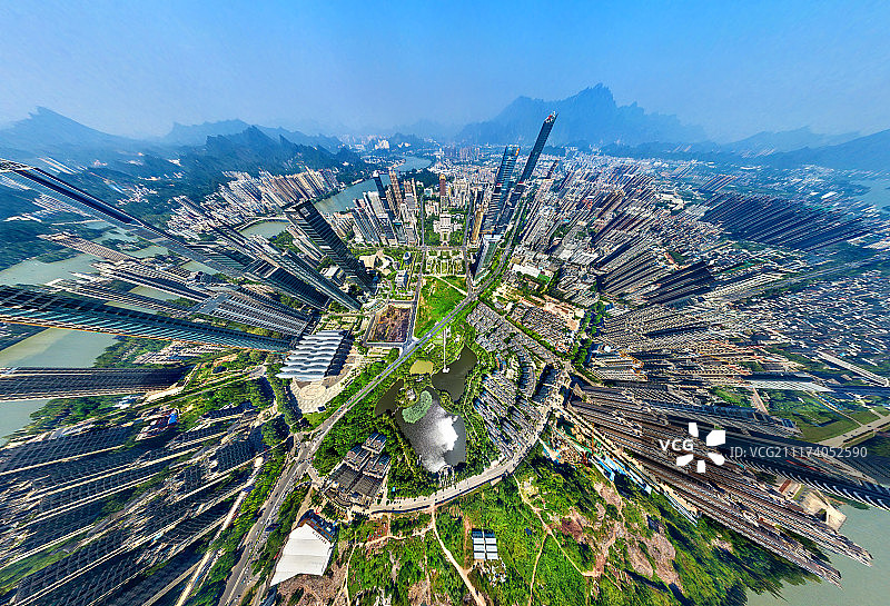 鸟瞰广东省惠州市中心图片素材