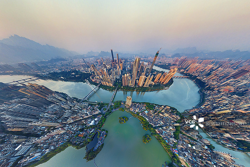鸟瞰广东省惠州城市风光图片素材