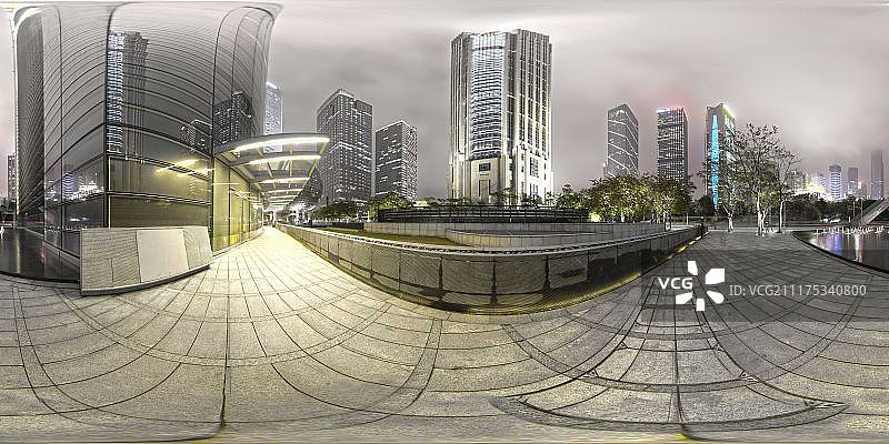 360°HDRI展示了中国现代玻璃办公大楼的外观和入口图片素材