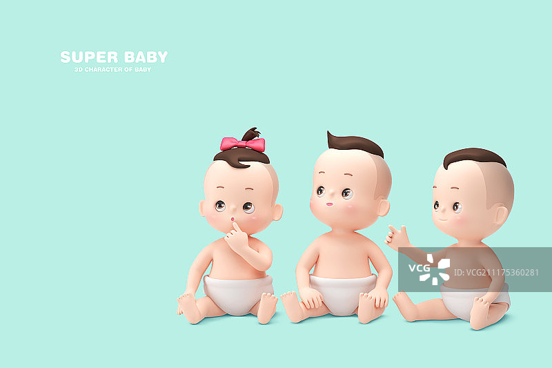超级宝宝概念，3D宝宝角色。030图片素材