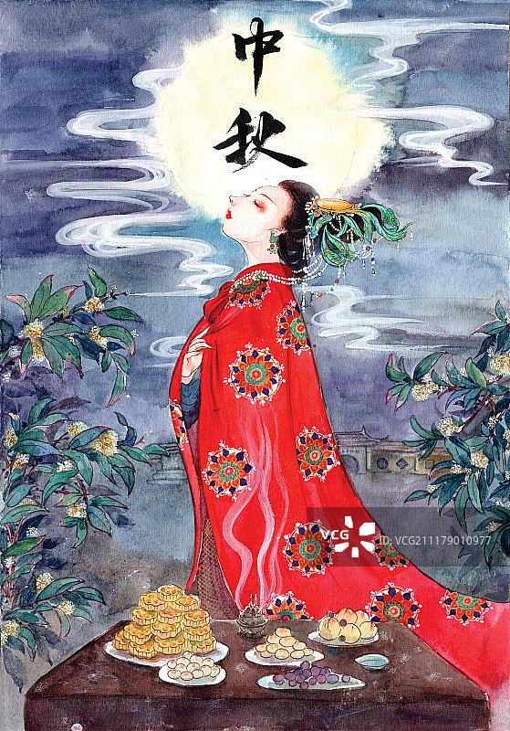 中国传统六节日美人之中秋图片素材