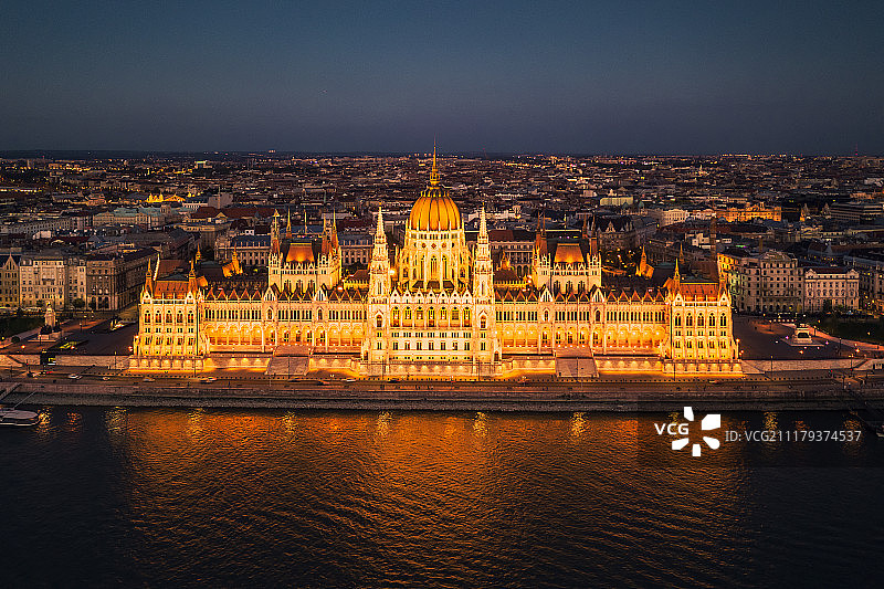 布达佩斯国会大厦航拍图片素材