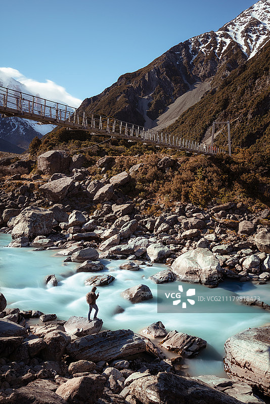 新西兰库克山冰川流水图片素材