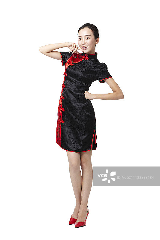 中国传统服饰女子站姿摄影图片素材