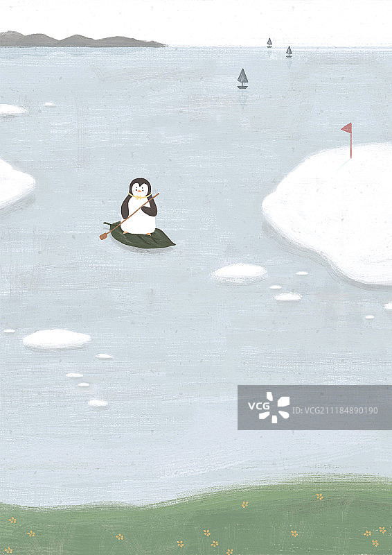 北欧风动物插画二十四节气图小雪图片素材