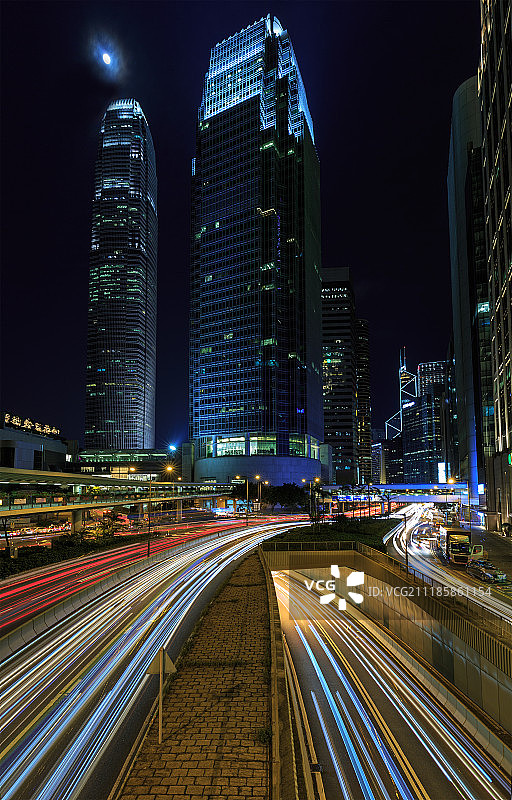 香港中环国际金融中心夜景图片素材