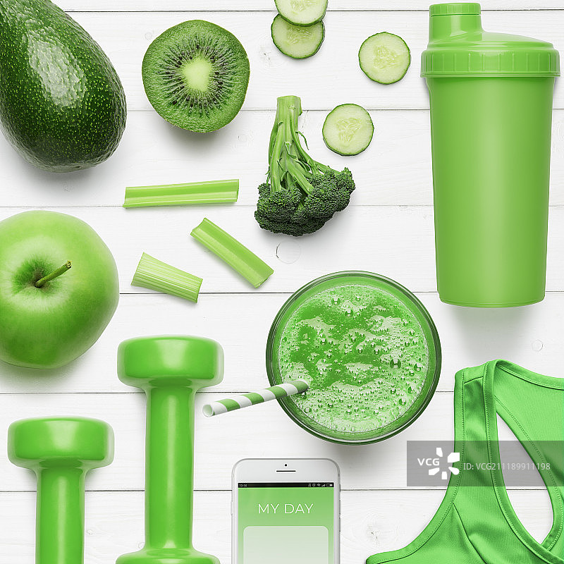 水果，蔬菜和健身属性图片素材