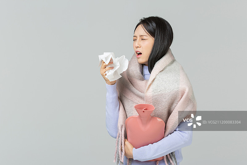 韩语，亚洲语，冬天，感冒，疾病，保健，一，咳嗽，打喷嚏图片素材