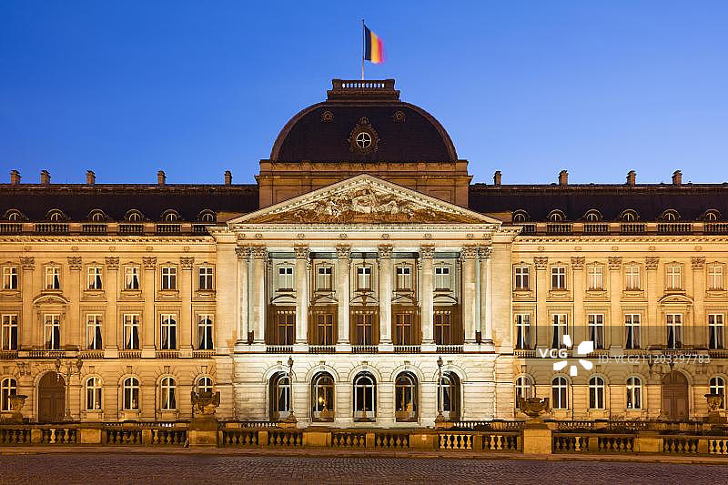 皇宫，黄昏，布鲁塞尔，比利时，欧洲图片素材