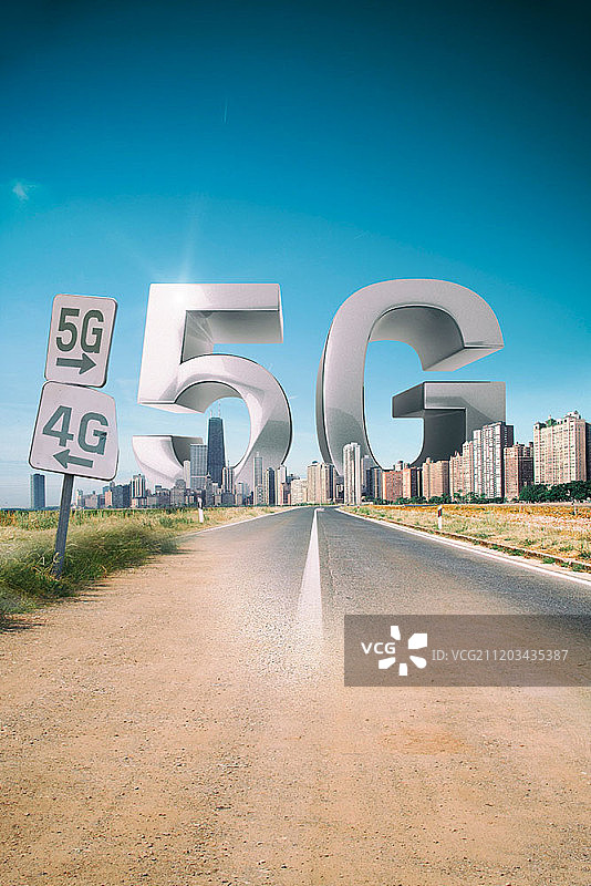 5G网络概念3D插图图片素材